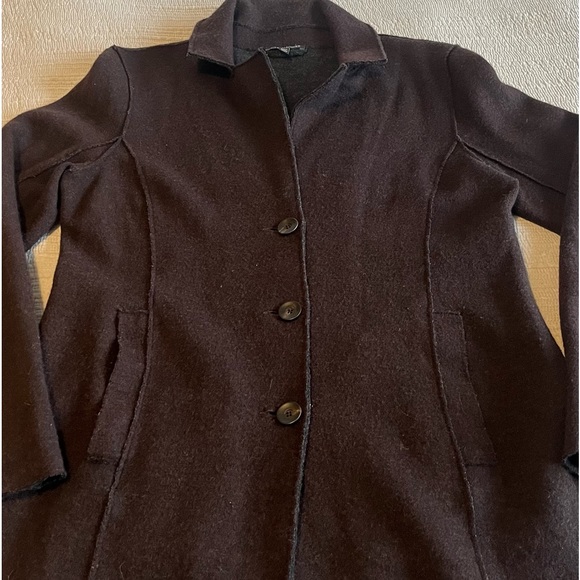 Eileen Fisher Brown Merino Wool Light Jacket Size Medium - Picture 2 of 10